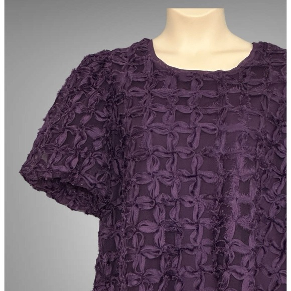 Cato Collection Women Top Plus 14/16W Purple Chiffon Ribbon Tie Whimsigoth Fairy - Picture 2 of 11